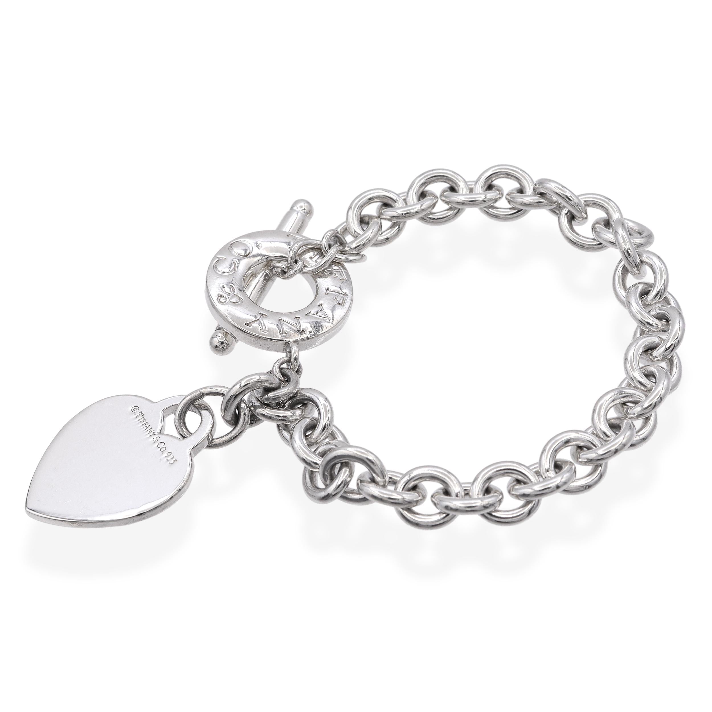 Tiffany & Co Heart Tag Toggle Clasp Sterling Silver Bracelet