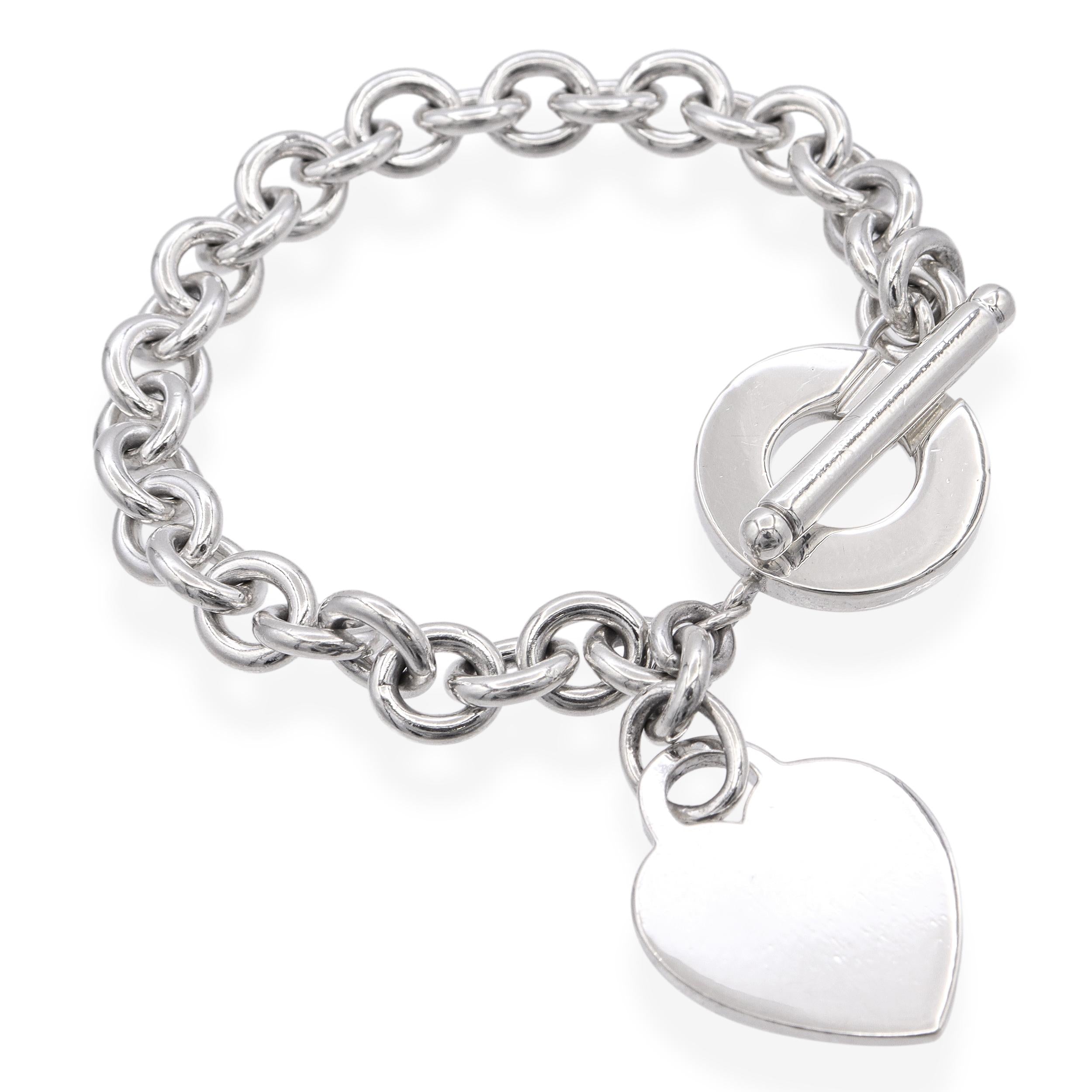 Tiffany & Co Heart Tag Toggle Clasp Sterling Silver Bracelet