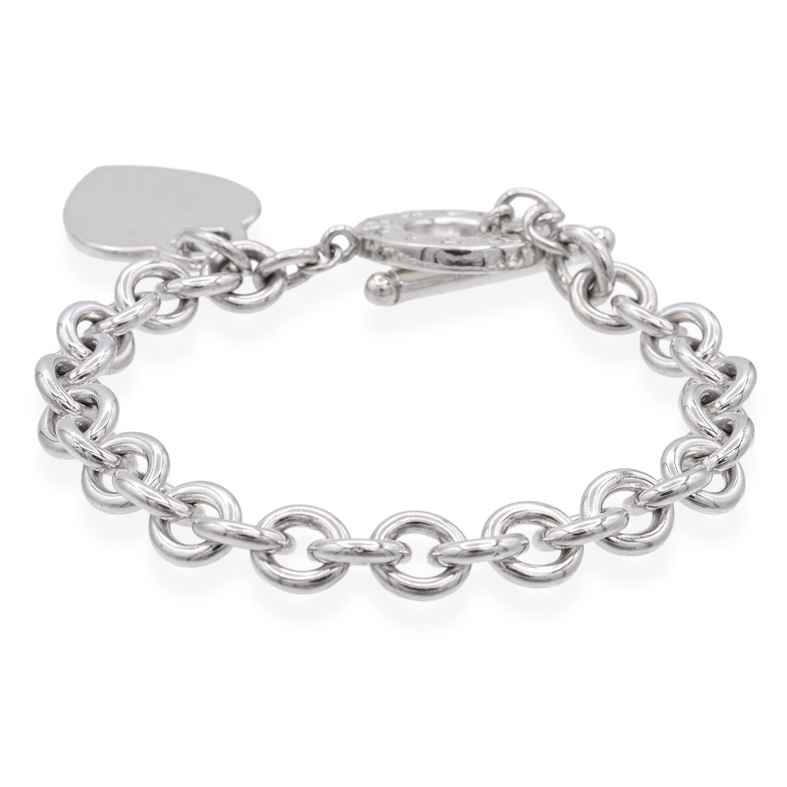 Tiffany & Co Heart Tag Toggle Clasp Sterling Silver Bracelet