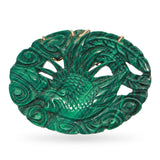 Vintage 14K Yellow Gold Carved Malachite Phoenix Pendant