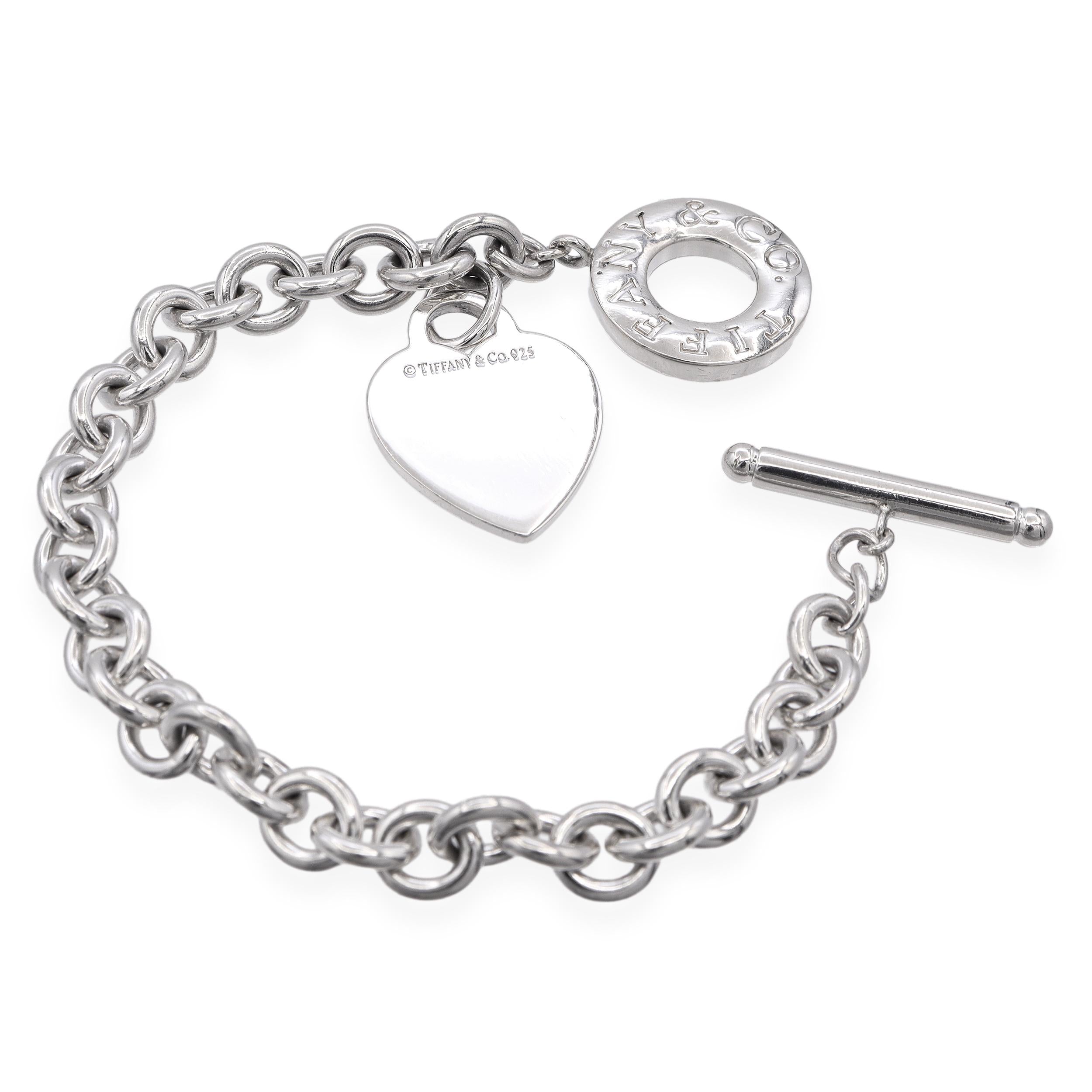 Tiffany & Co Heart Tag Toggle Clasp Sterling Silver Bracelet