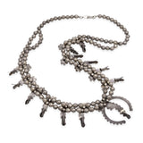 Vintage Southwestern Silver Snake Eye Turquoise Squash Blossom Necklace