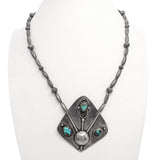 Vintage Southwestern Sterling Silver Turquoise Beaded Strand Necklace