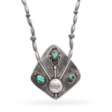 Vintage Southwestern Sterling Silver Turquoise Beaded Strand Necklace
