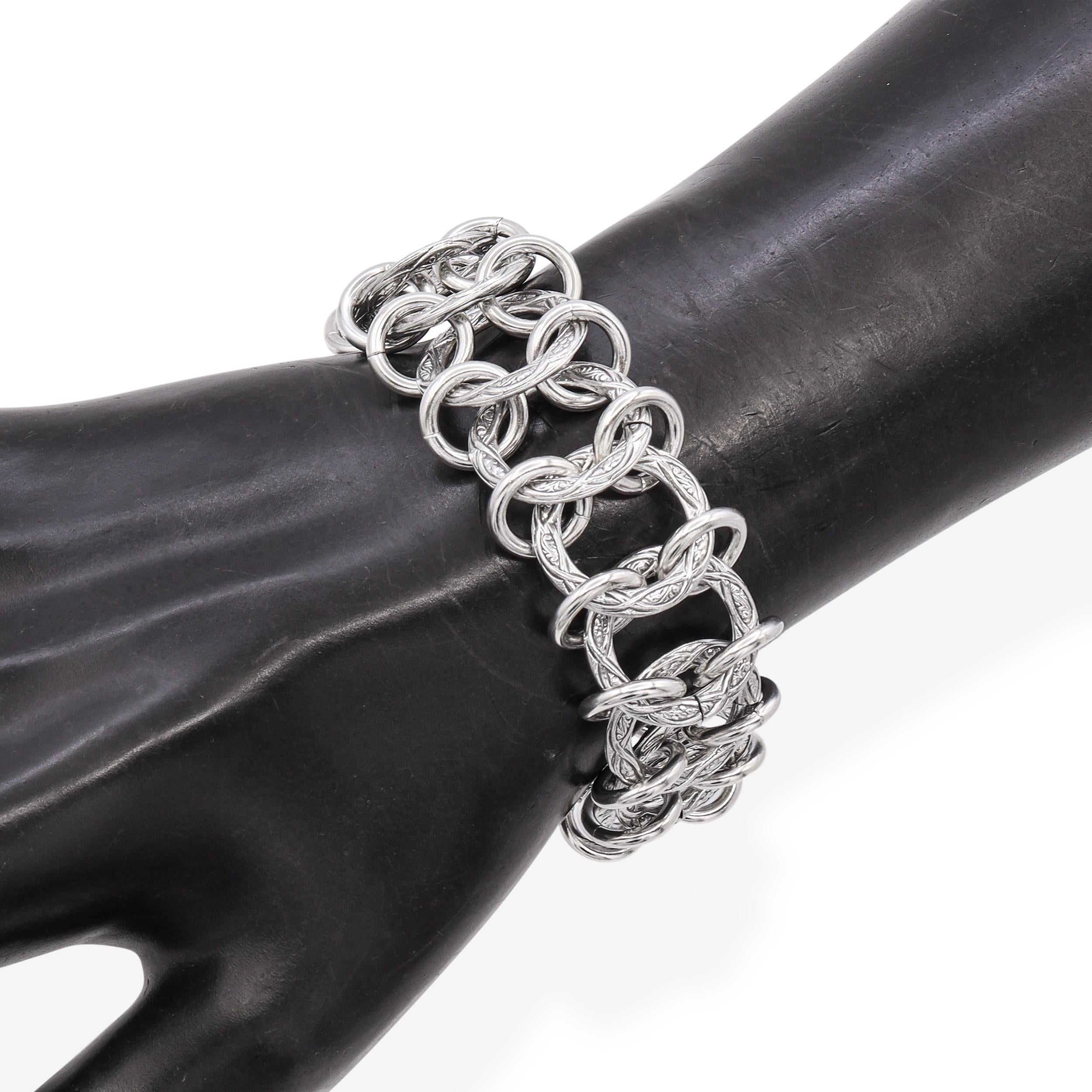Stephen Dweck Sterling Silver Engraved Multilink Bracelet
