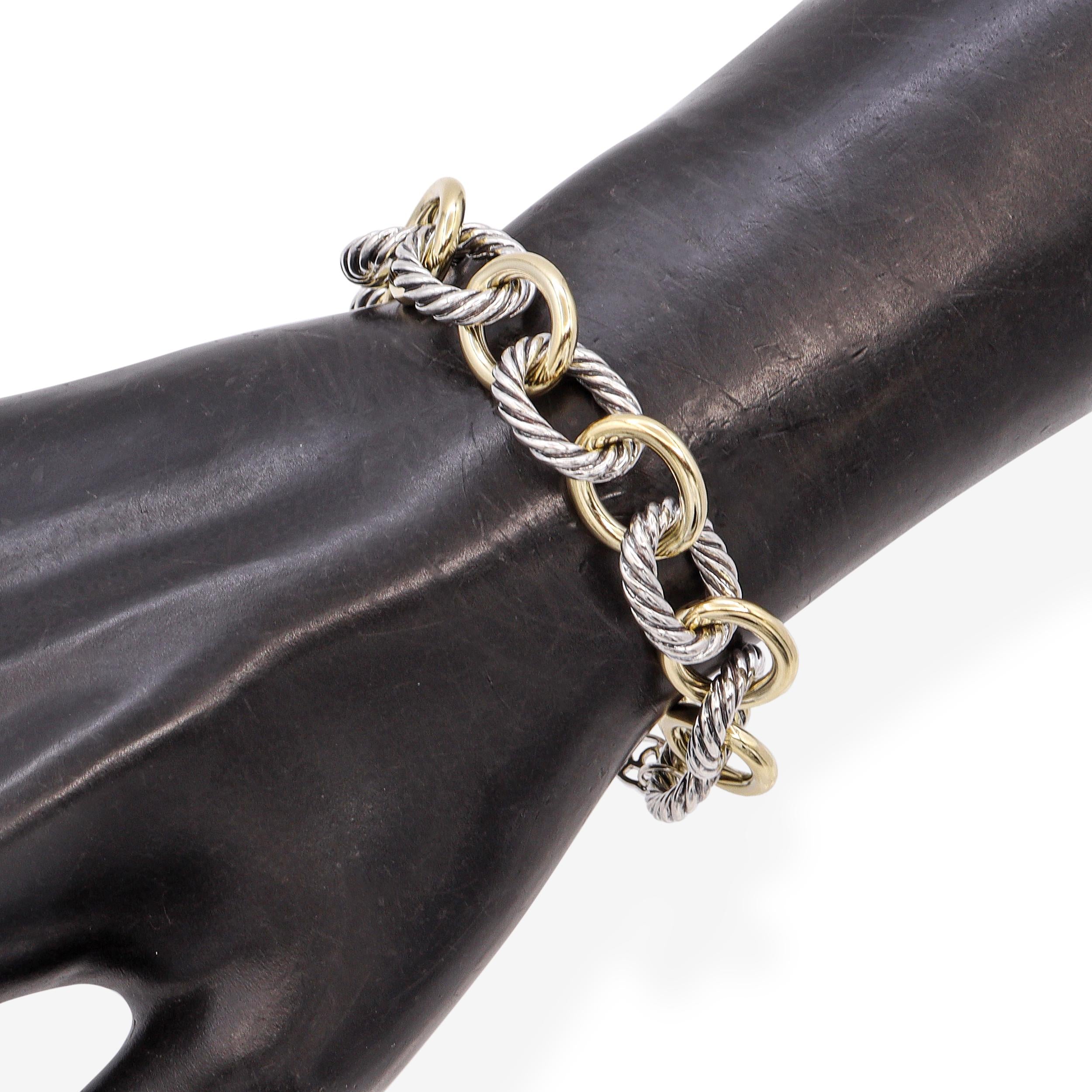 David Yurman 18K Yellow Gold Plated Sterling Silver Oval Link Bracelet