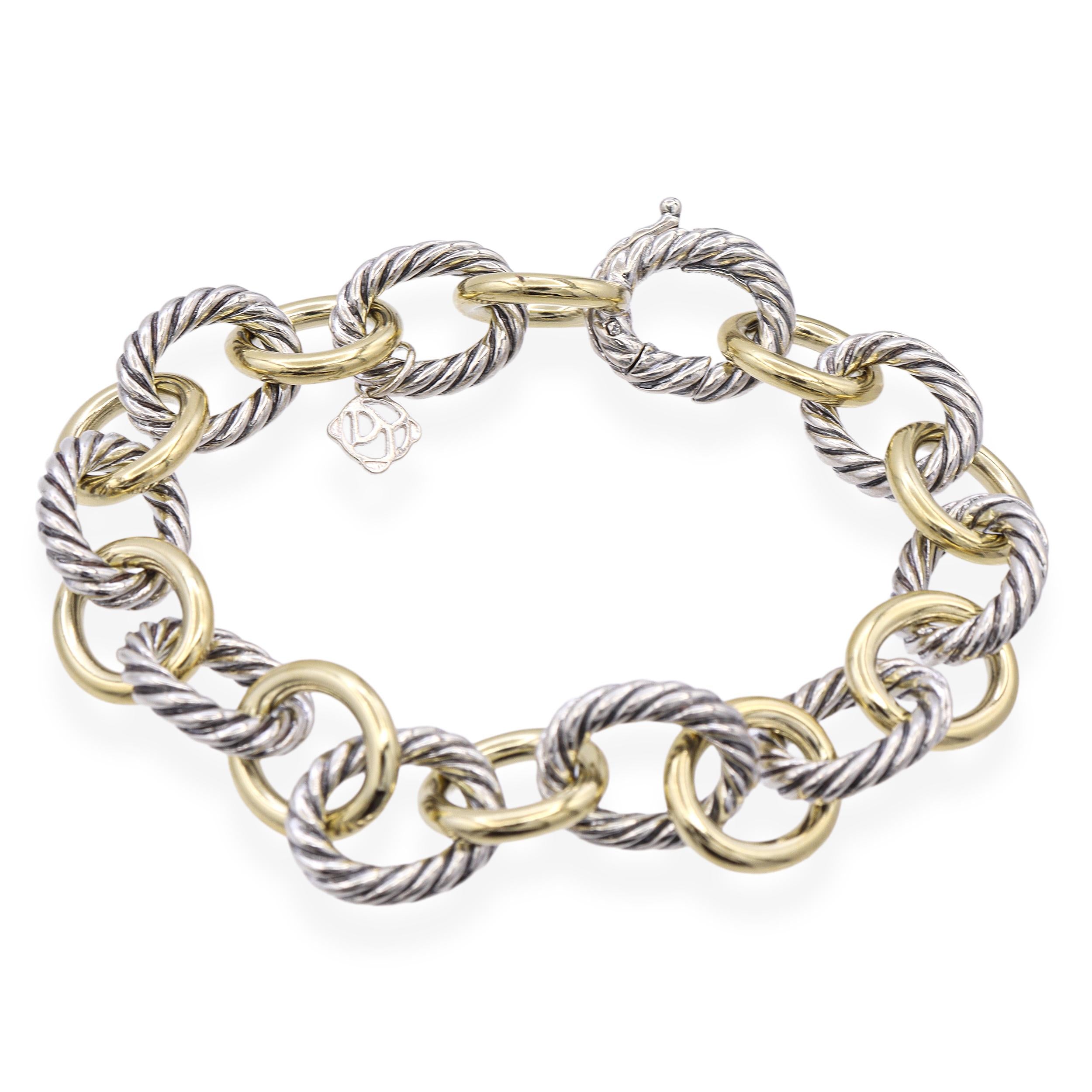 David Yurman 18K Yellow Gold Plated Sterling Silver Oval Link Bracelet