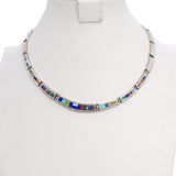 Touch of Santa Fe Sterling Silver Multi-Stone Inlay Link Necklace