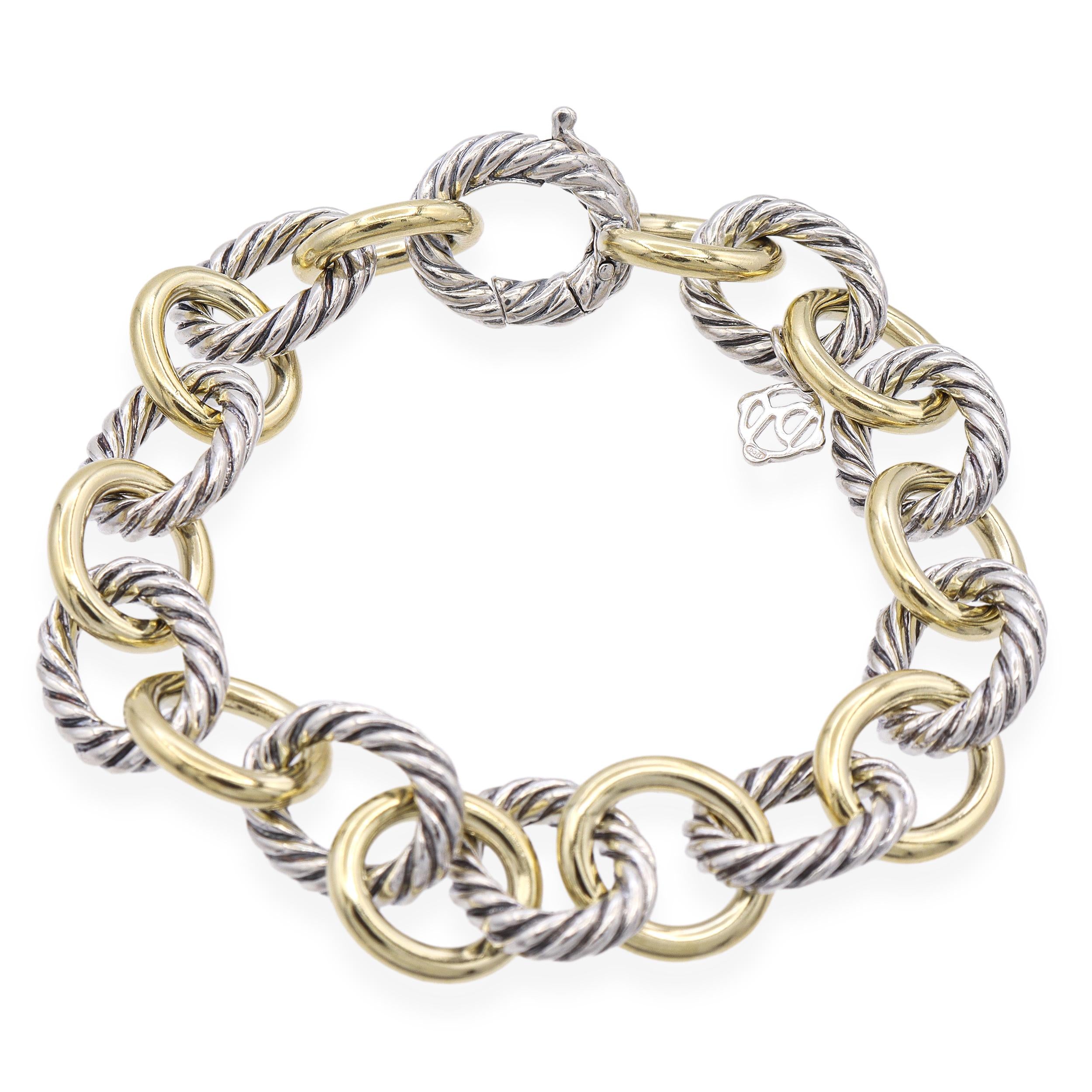 David Yurman 18K Yellow Gold Plated Sterling Silver Oval Link Bracelet