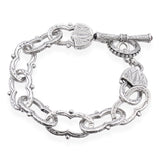 Konstantino Sterling Silver Garnet Toggle Clasp Engraved Link Bracelet