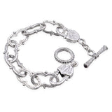 Konstantino Sterling Silver Garnet Toggle Clasp Engraved Link Bracelet