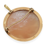 Vintage 14K Yellow Gold Carved Rose Cameo Brooch Pendant