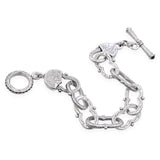 Konstantino Sterling Silver Garnet Toggle Clasp Engraved Link Bracelet