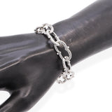 Konstantino Sterling Silver Garnet Toggle Clasp Engraved Link Bracelet