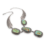 Vintage Signed JFR Navajo Mexico Sterling Silver Turquoise Statement Necklace