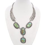 Vintage Signed JFR Navajo Mexico Sterling Silver Turquoise Statement Necklace
