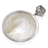 Vintage 12K White Gold Carved Mother of Pearl Chinese Figural Pendant