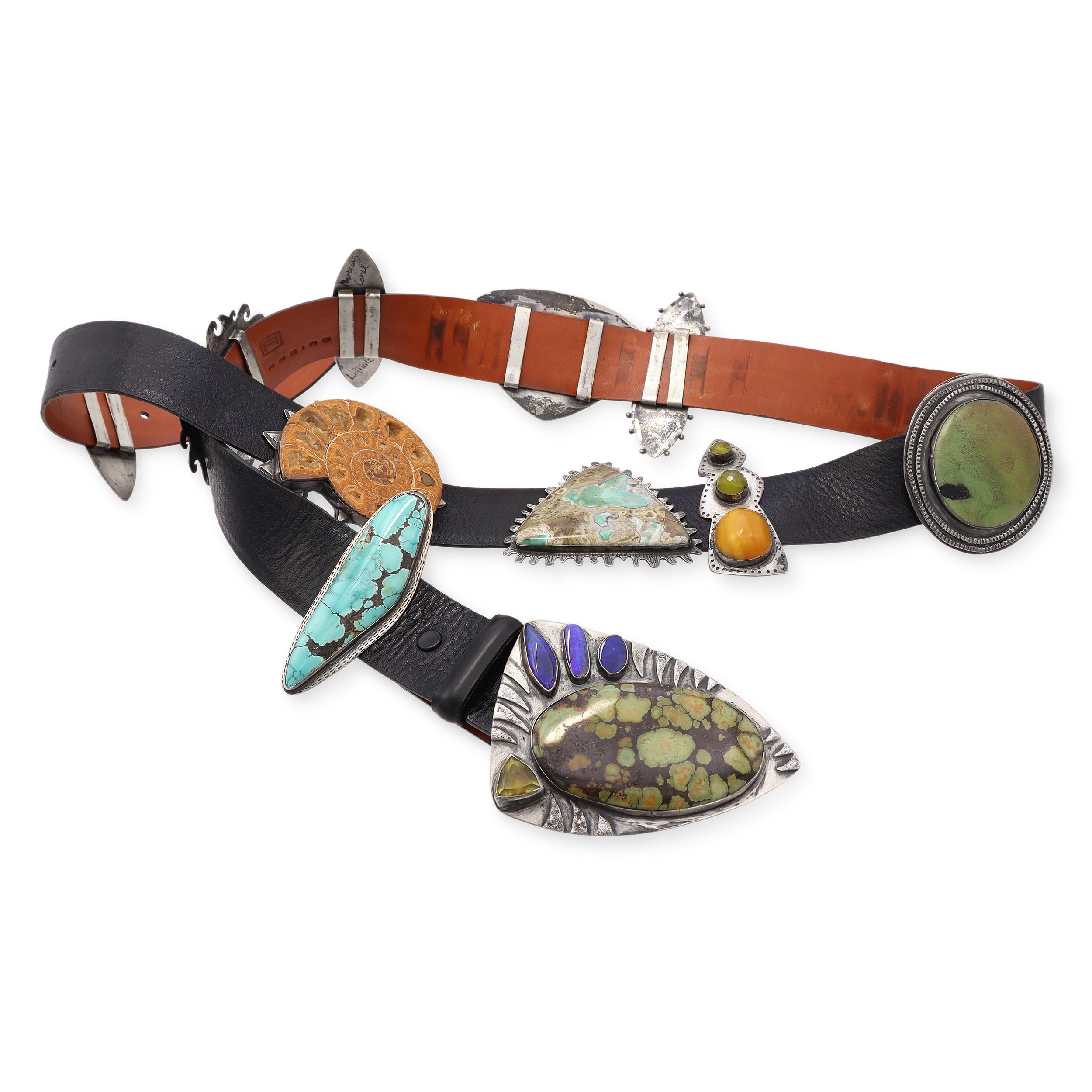 Pat Areias Multi-Stone Belt Victoria Masse Stoll & Other Artist-Signed Conchos