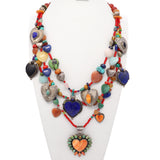 Kim Yubeta and Dan Dodson Sterling Silver Multi-Stone Beaded Heart Necklace
