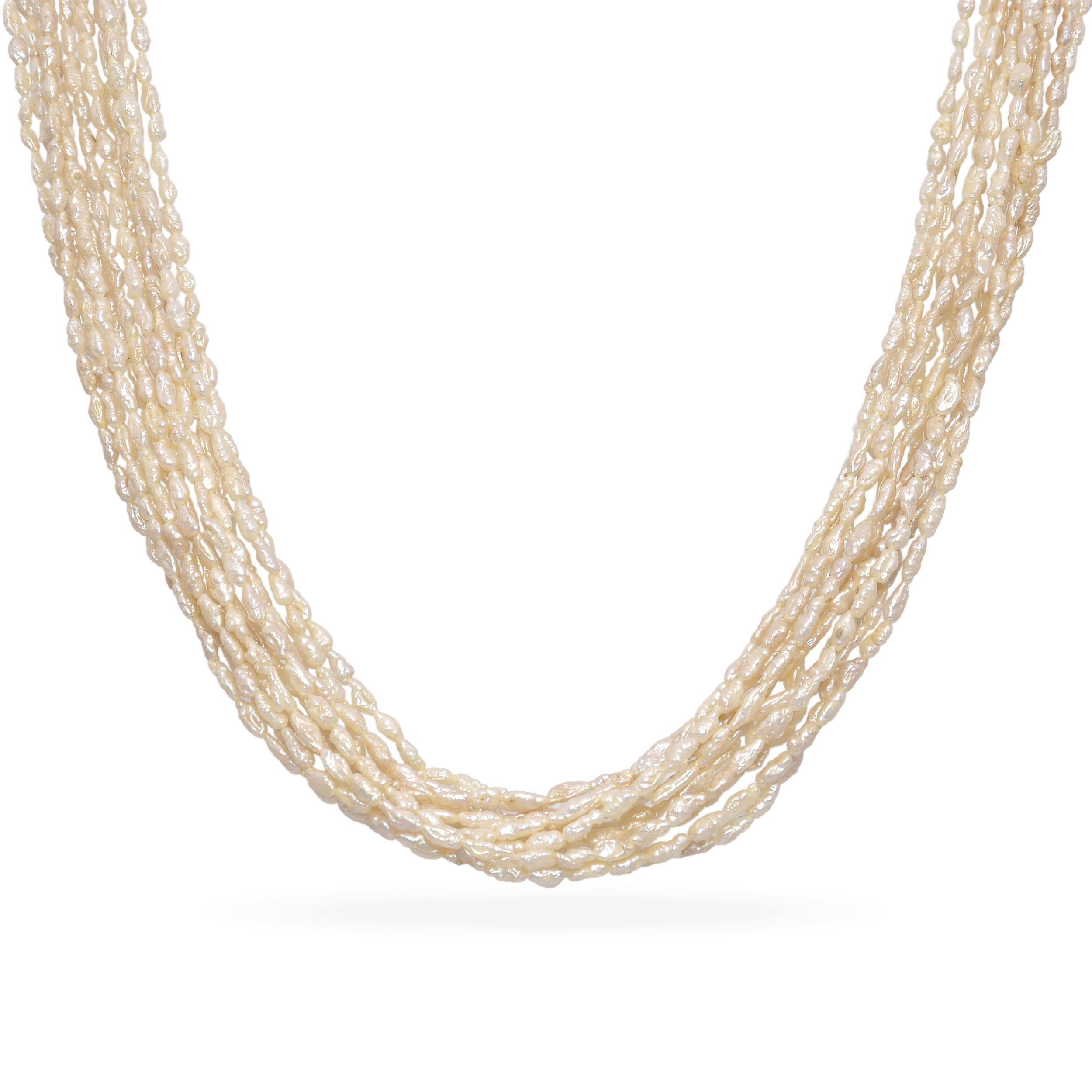 Vintage 14k Yellow Gold Carved Jade and Pearl Multi-Strand Necklace