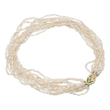 Vintage 14k Yellow Gold Carved Jade and Pearl Multi-Strand Necklace