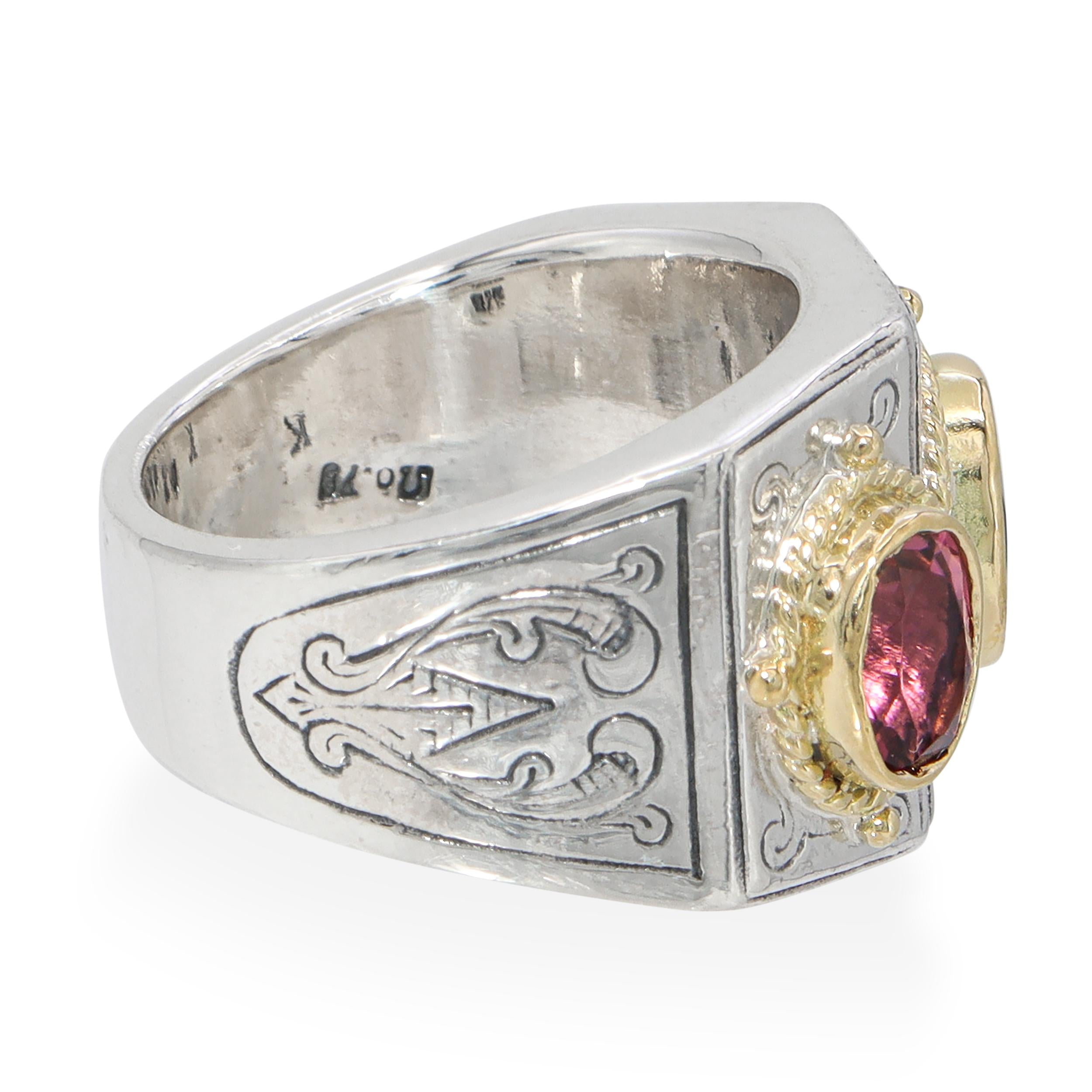 Konstantino Sterling Silver & 18k Yellow Gold Multicolor Tourmaline Ring