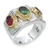 Konstantino Sterling Silver & 18k Yellow Gold Multicolor Tourmaline Ring