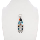 Native American Zuni Sterling Silver Mosaic Inlay Reversible Maiden Pendant