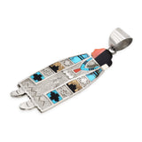 Native American Zuni Sterling Silver Mosaic Inlay Reversible Maiden Pendant
