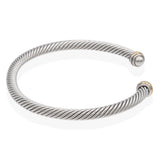David Yurman Sterling Silver 18k Yellow Gold Classic Cable Cuff Bracelet