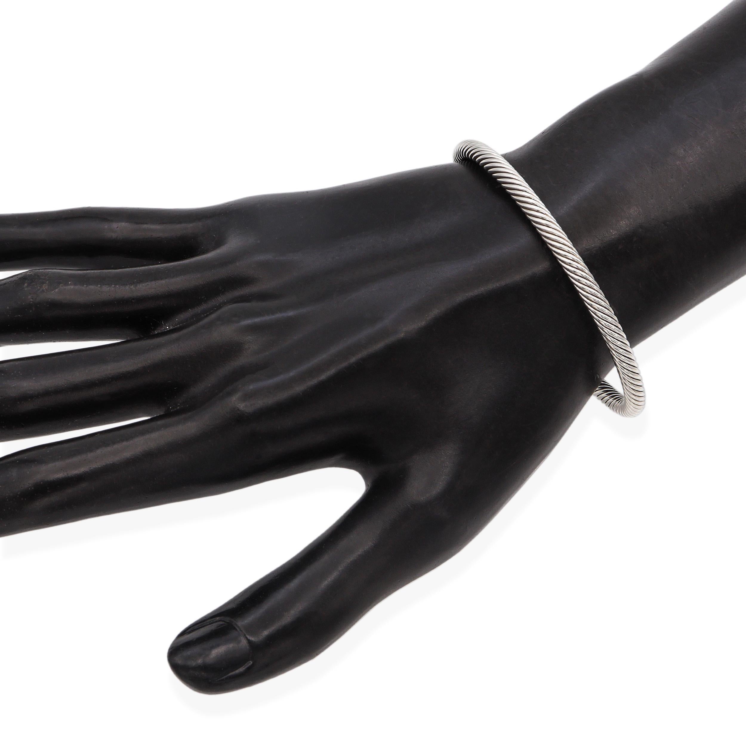 David Yurman Sterling Silver 18k Yellow Gold Classic Cable Cuff Bracelet