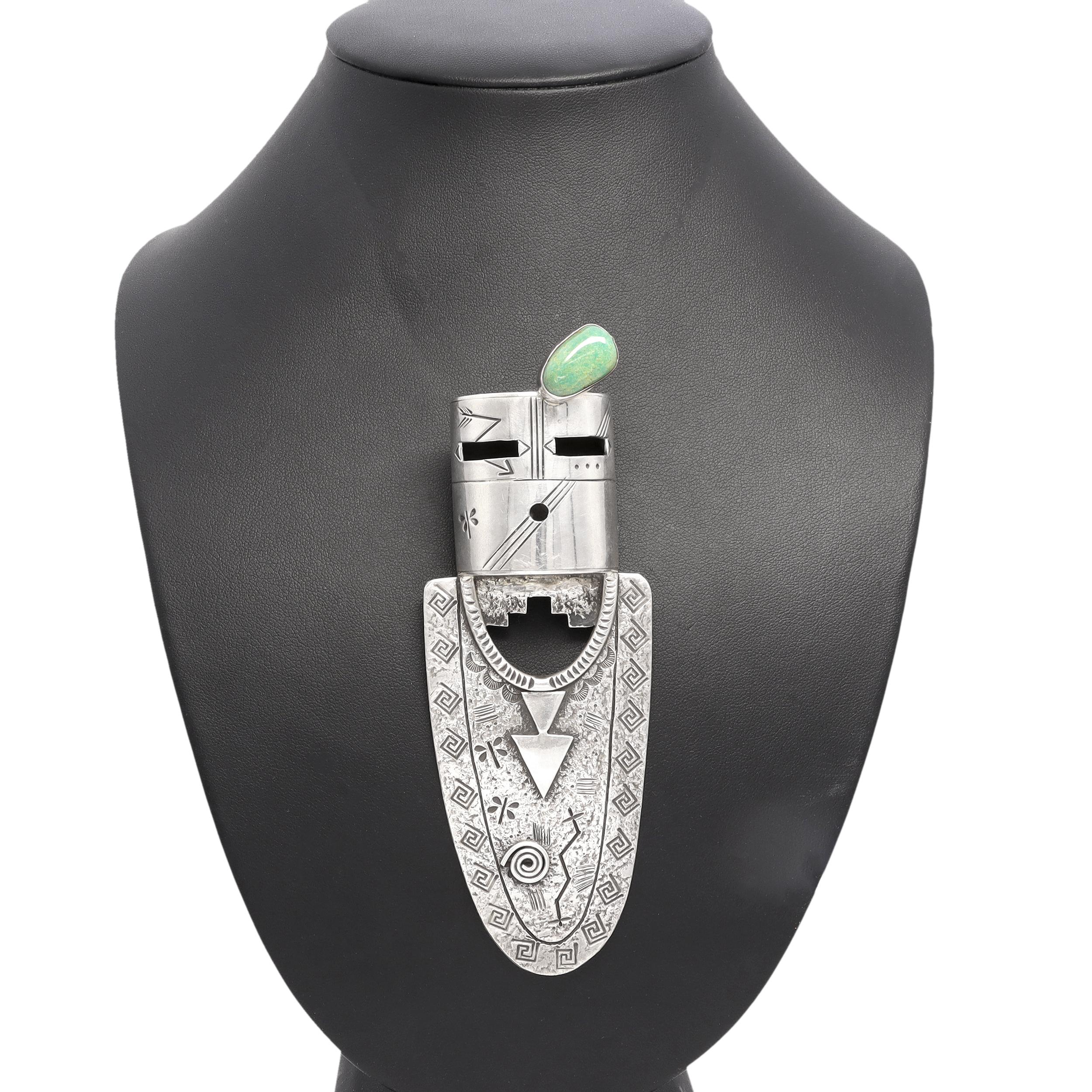 Alex Sanchez Navajo Sterling Silver Turquoise Figural Pendant