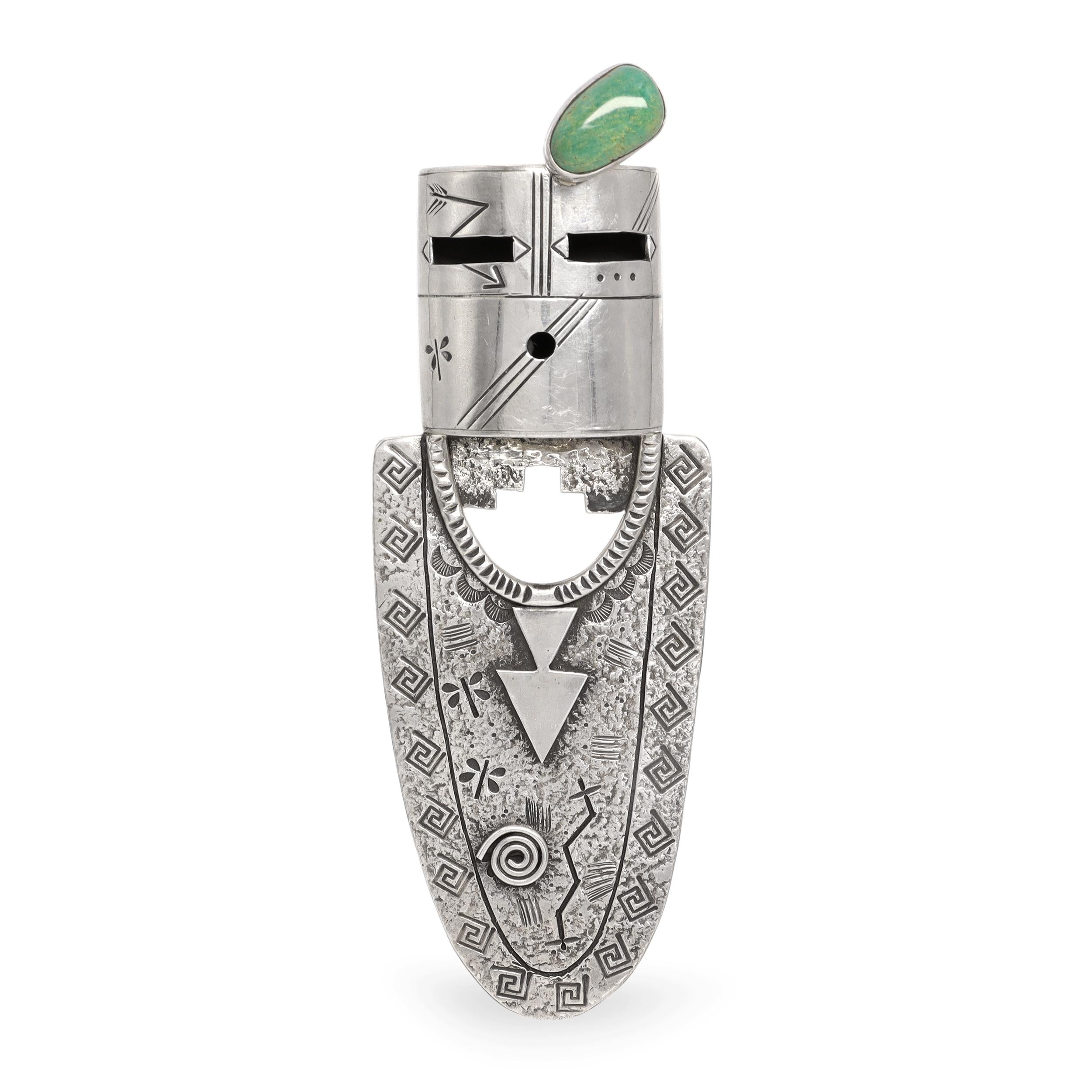 Alex Sanchez Navajo Sterling Silver Turquoise Figural Pendant