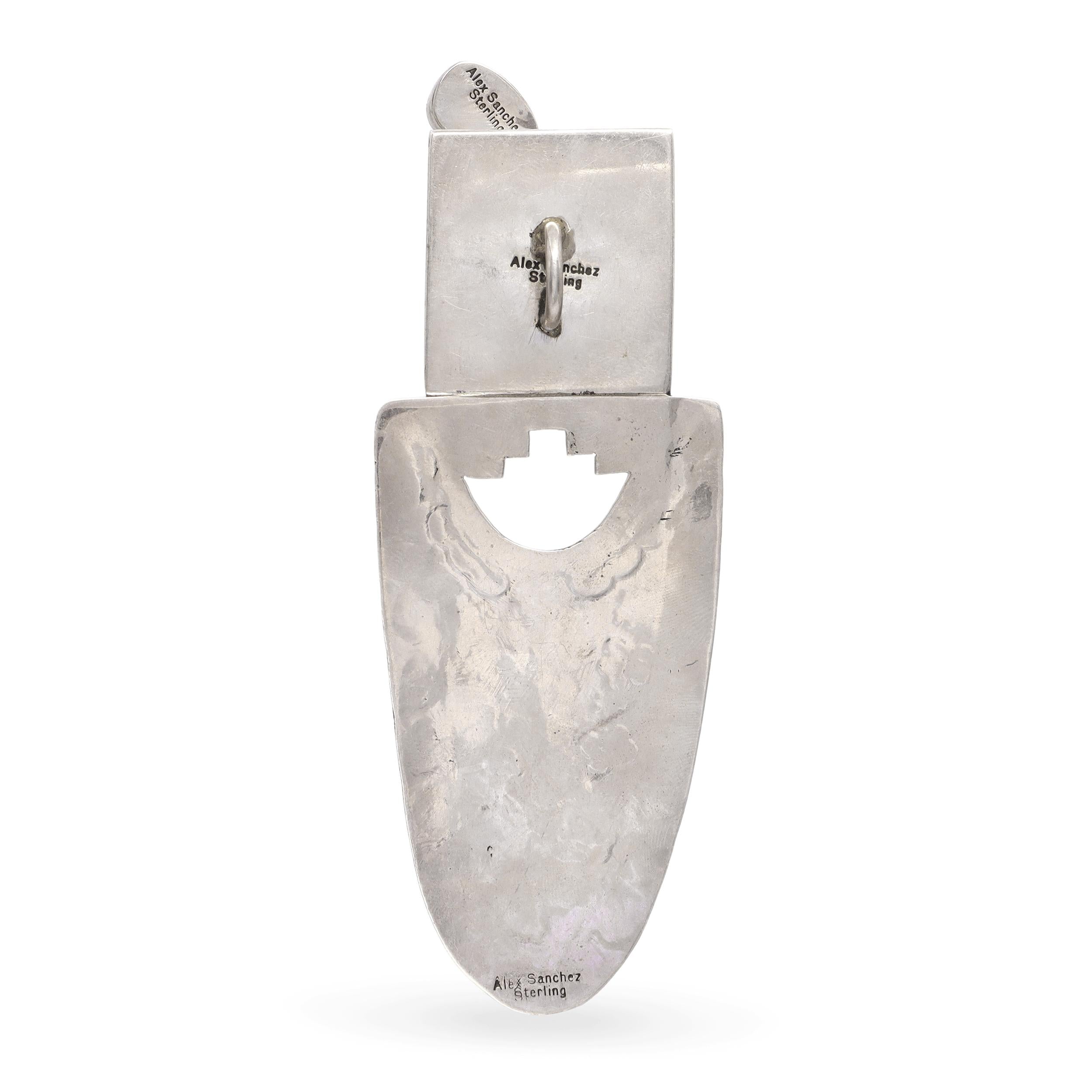 Alex Sanchez Navajo Sterling Silver Turquoise Figural Pendant
