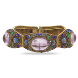 Antique Chinese Export Gilt Amethyst Filigree Enamel Bracelet