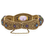 Antique Chinese Export Gilt Amethyst Filigree Enamel Bracelet