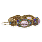 Antique Chinese Export Gilt Amethyst Filigree Enamel Bracelet