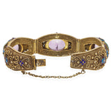 Antique Chinese Export Gilt Amethyst Filigree Enamel Bracelet