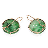 Vintage 14K Yellow Gold Carved Jade Earrings