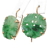 Vintage 14K Yellow Gold Carved Jade Earrings