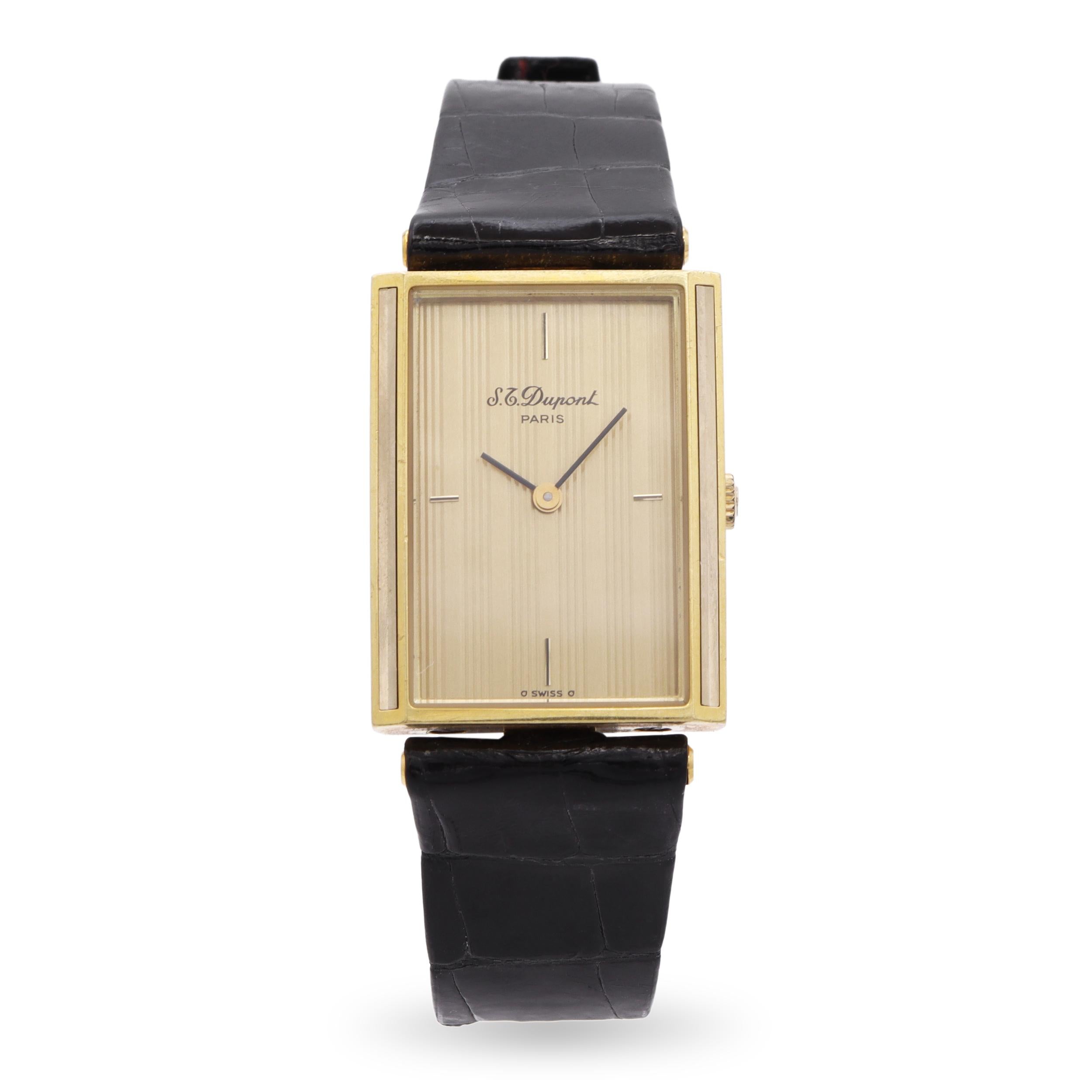 S.T. DuPont 18k Yellow Gold Manual Wind Men's Tank Watch