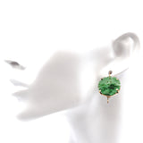 Vintage 14K Yellow Gold Carved Jade Earrings