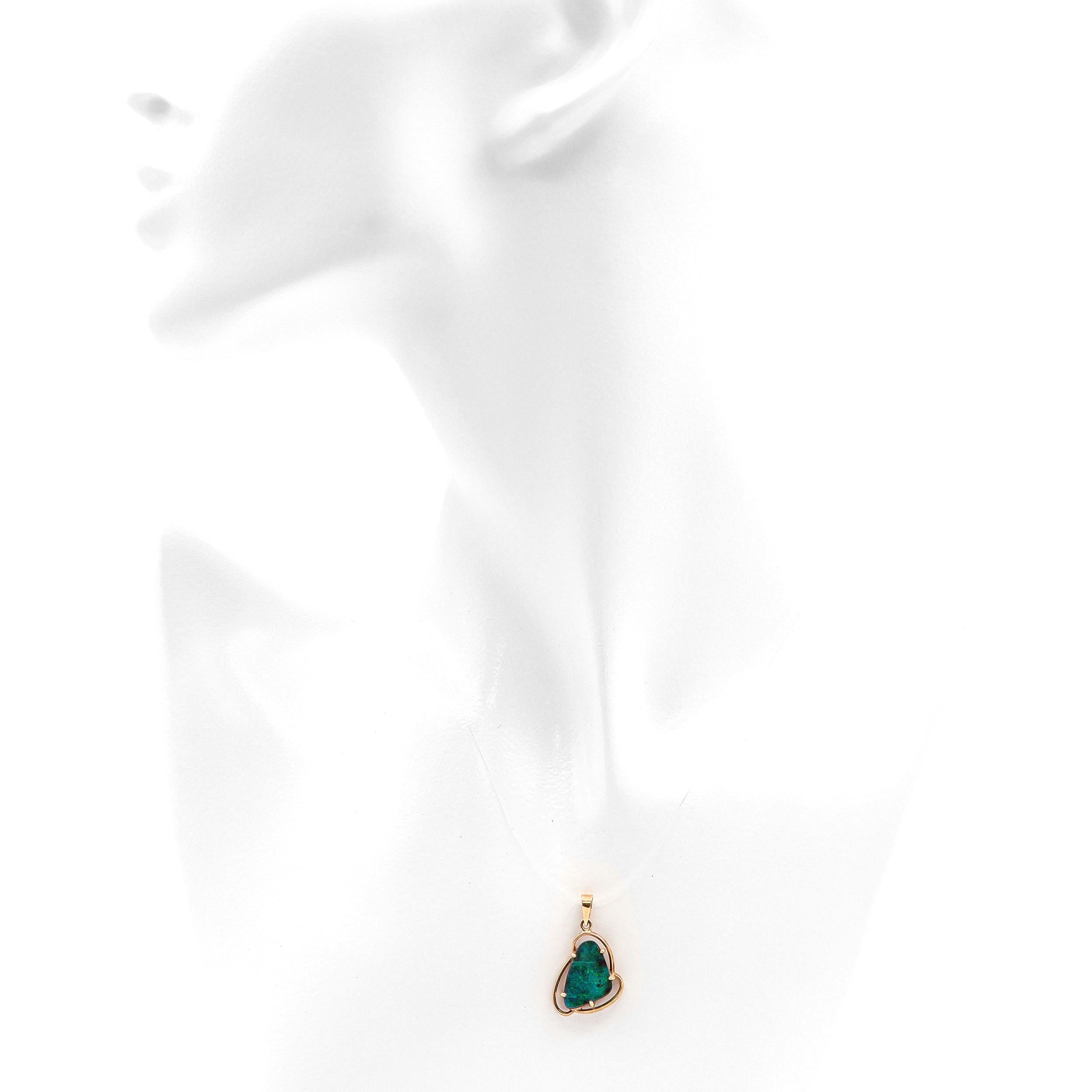 Vintage 10k Yellow Gold Boulder Opal Pendant