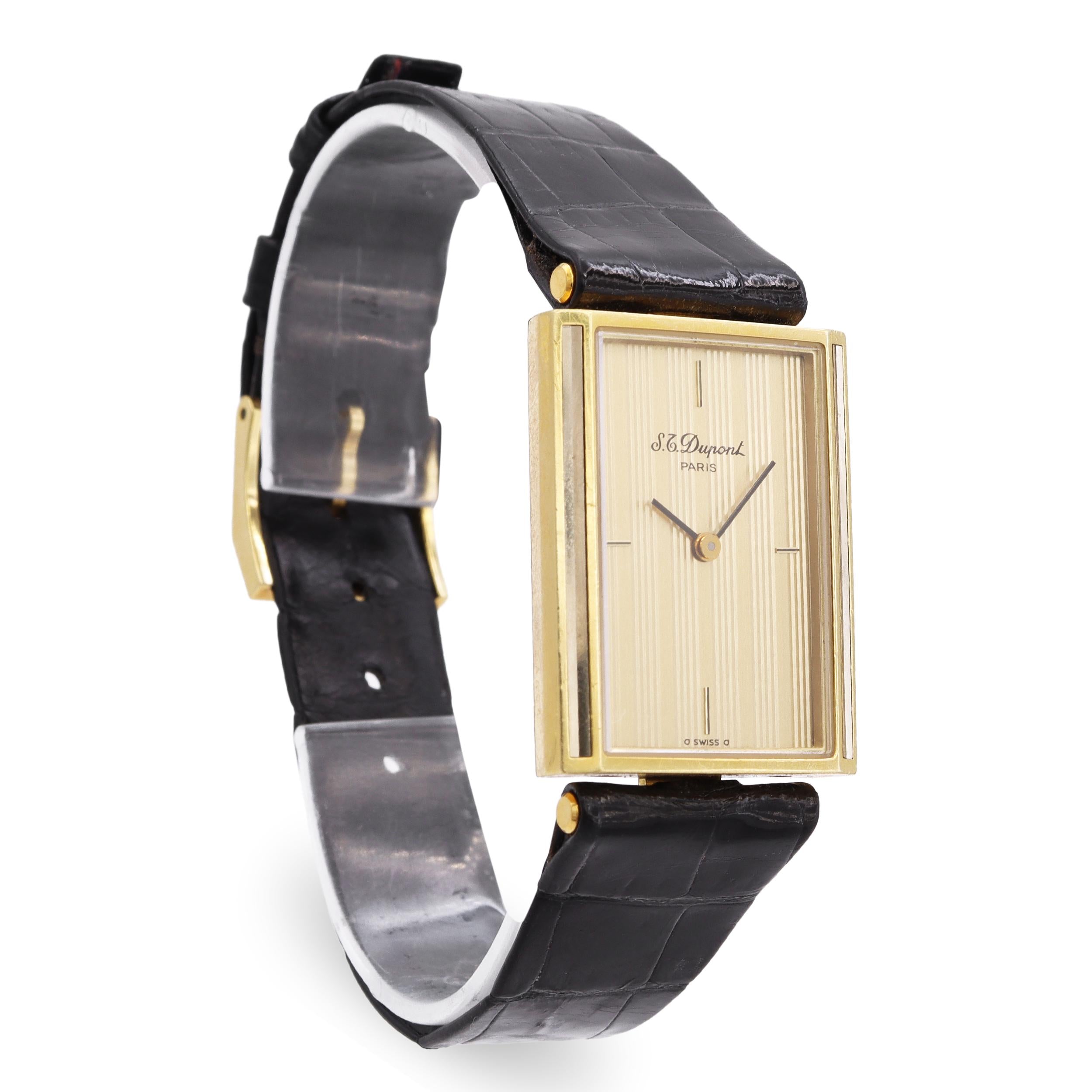 S.T. DuPont 18k Yellow Gold Manual Wind Men's Tank Watch