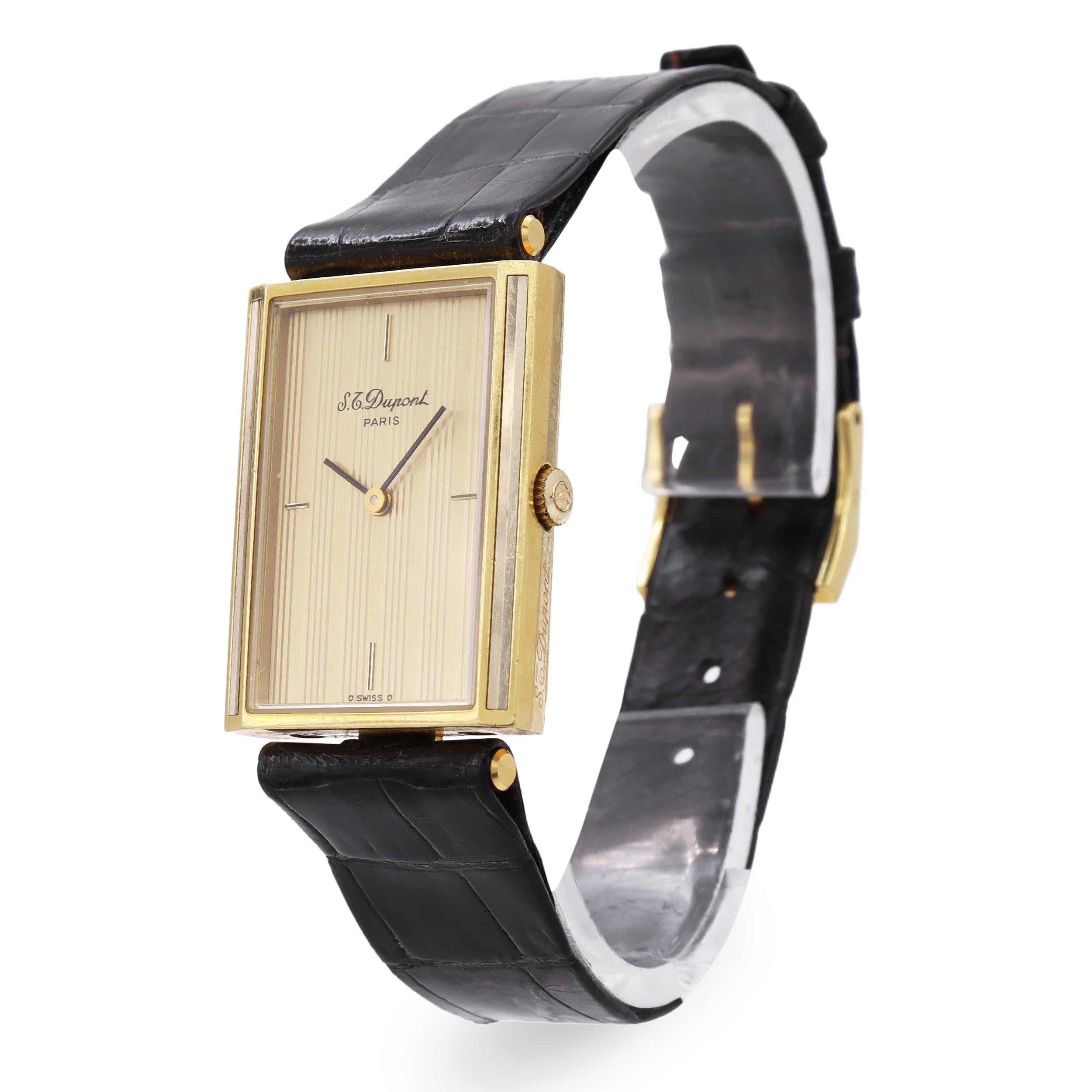 S.T. DuPont 18k Yellow Gold Manual Wind Men's Tank Watch