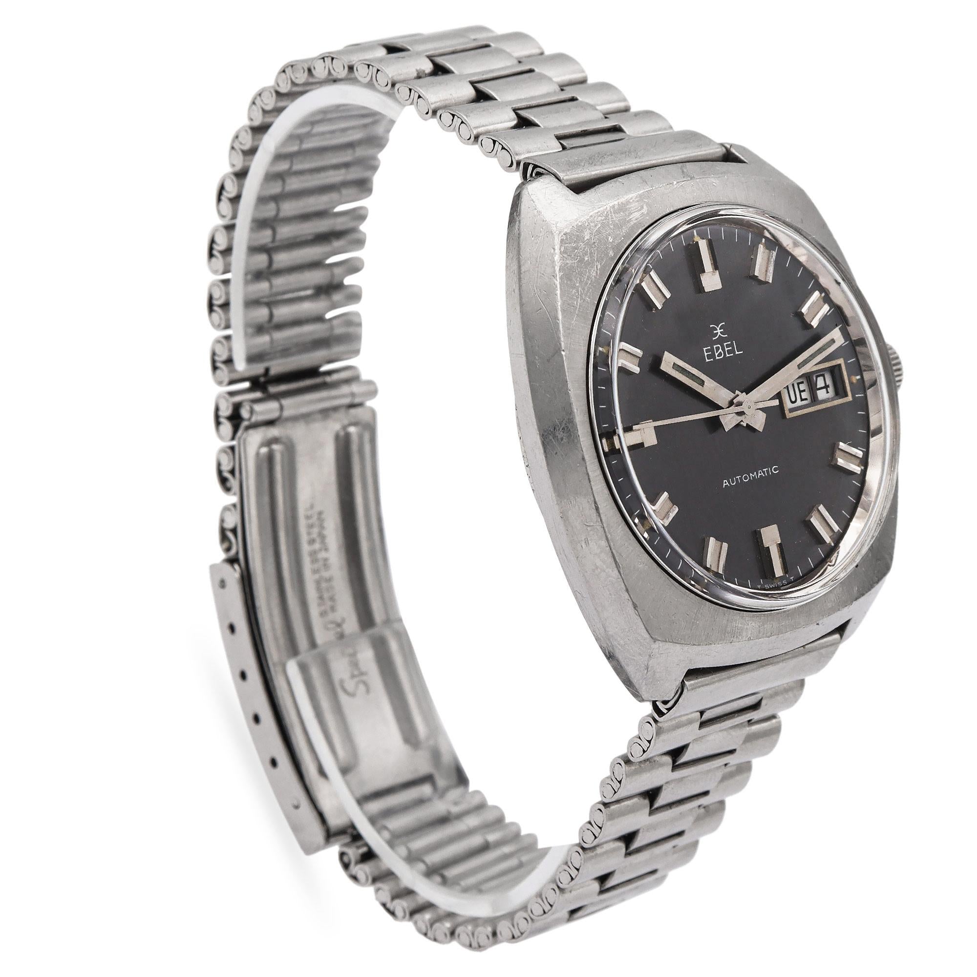 Vintage Ebel Stainless Steel Men's Automatic Day Date Watch