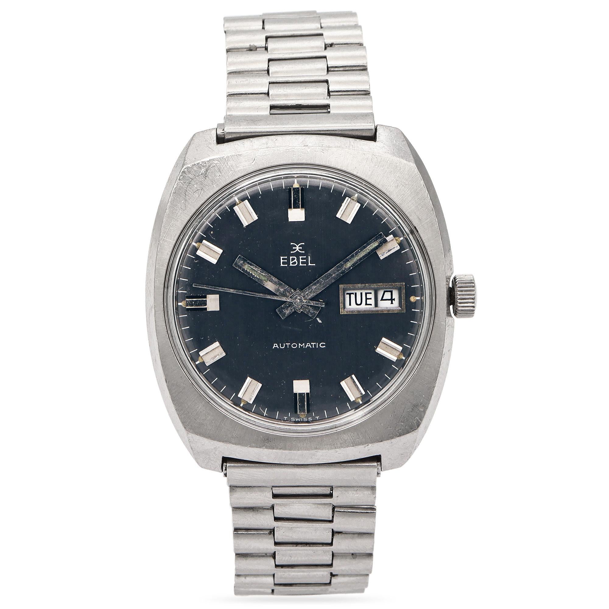 Vintage Ebel Stainless Steel Men's Automatic Day Date Watch