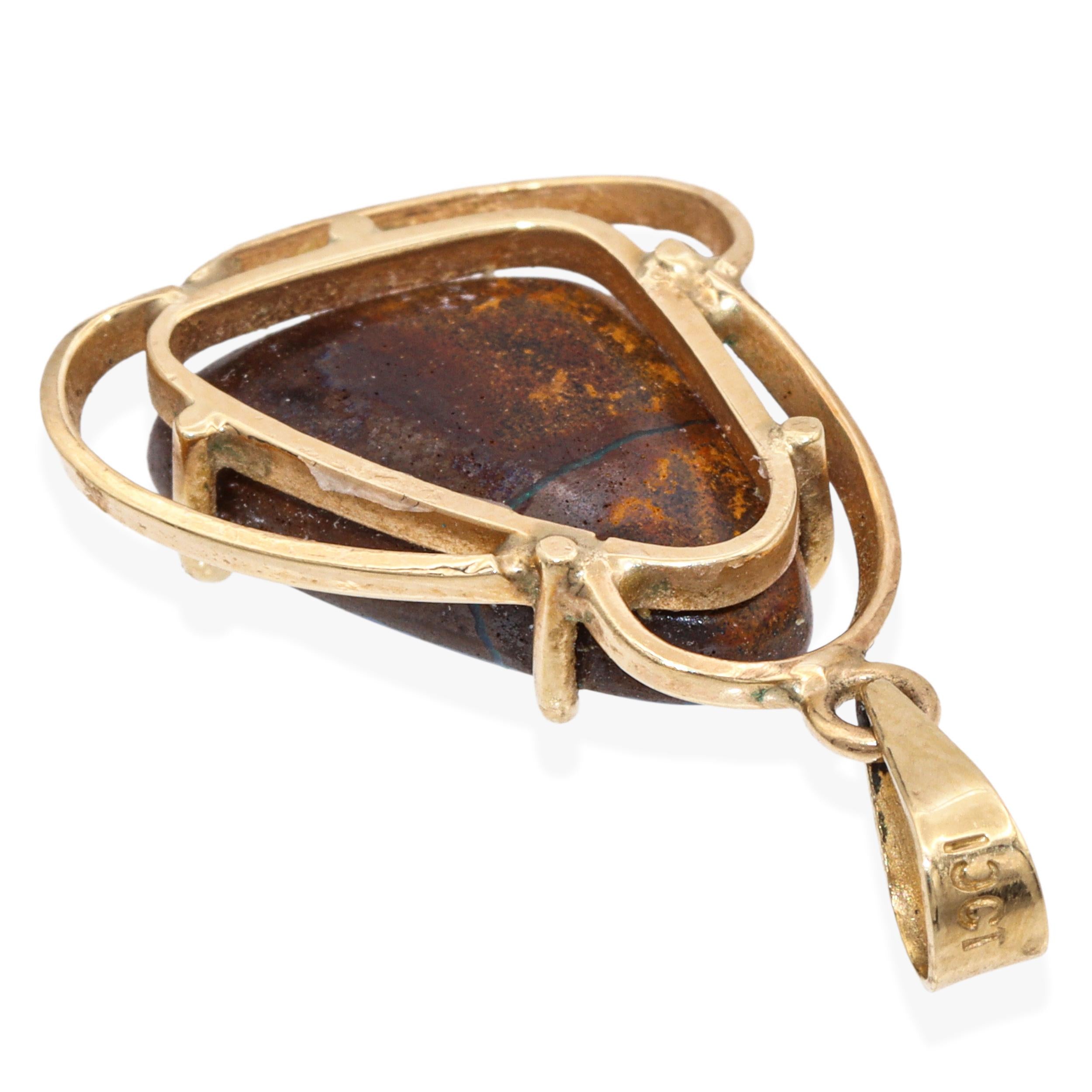 Vintage 10k Yellow Gold Boulder Opal Pendant