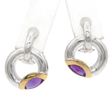Movado Sterling Silver 18k Yellow Gold Amethyst Pendant and Earrings Set