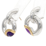 Movado Sterling Silver 18k Yellow Gold Amethyst Pendant and Earrings Set